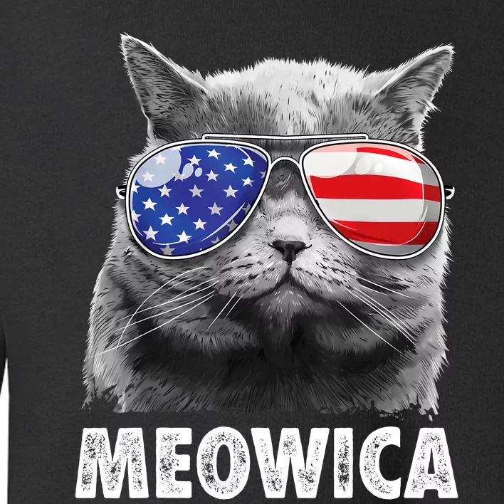 Cat 4th Of July Meowica Girl Boy American Flag Sunglasses Toddler Sweatshirt