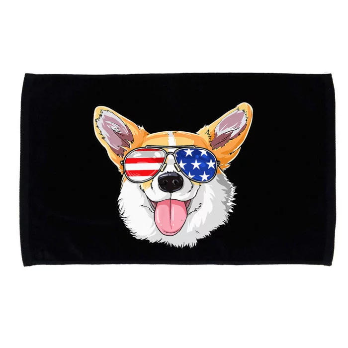 Corgi 4th Of July American Sunglasses Dog Puppy USA Dog Microfiber Hand Towel