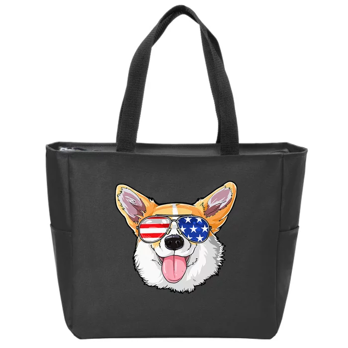 Corgi 4th Of July American Sunglasses Dog Puppy USA Dog Zip Tote Bag