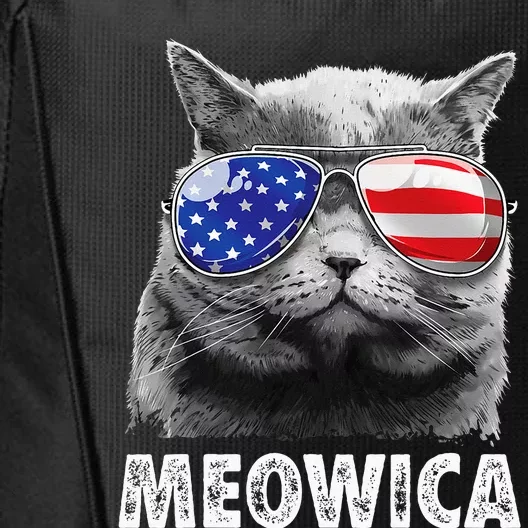 Cat 4th Of July Meowica American Flag Sunglasses City Backpack