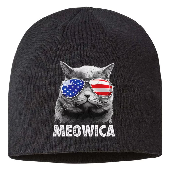 Cat 4th Of July Meowica American Flag Sunglasses 8 1/2in Sustainable Knit Beanie