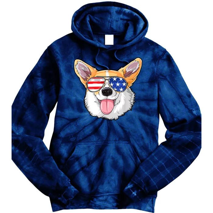 Corgi 4th Of July American Sunglasses Dog Puppy USA Dog Tie Dye Hoodie