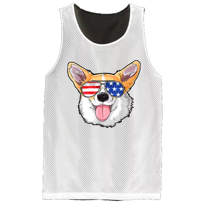 Corgi 4th Of July American Sunglasses Dog Puppy USA Dog Mesh Reversible Basketball Jersey Tank