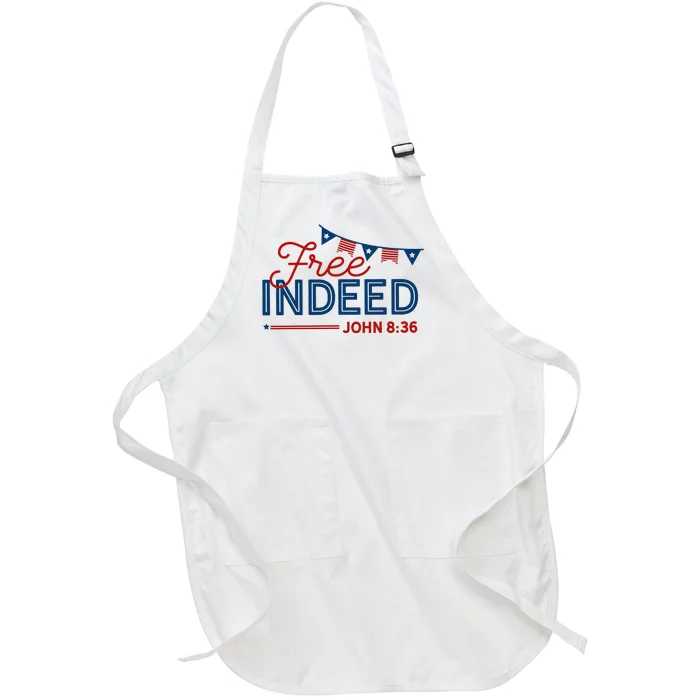 Christian 4th Of July Patriotic Free Indeed Full-Length Apron With Pocket