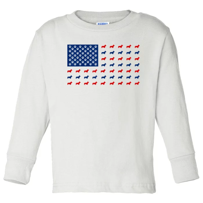 Corgi 4th Of July USA American Flag Dog Owner Men Women Toddler Long Sleeve Shirt