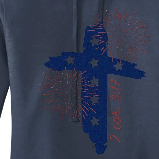 Christian 4th Of July Where The Spirit Of The Lord Women's Pullover Hoodie