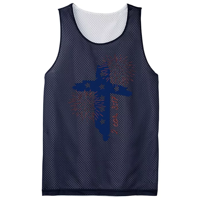 Christian 4th Of July Where The Spirit Of The Lord Mesh Reversible Basketball Jersey Tank