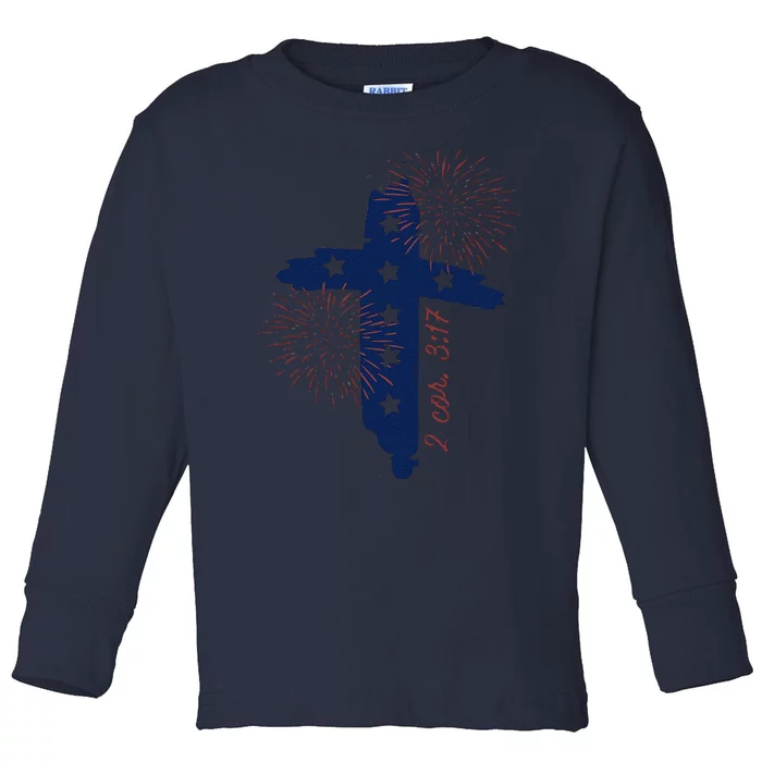 Christian 4th Of July Where The Spirit Of The Lord Toddler Long Sleeve Shirt