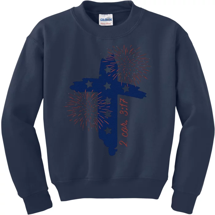 Christian 4th Of July Where The Spirit Of The Lord Kids Sweatshirt