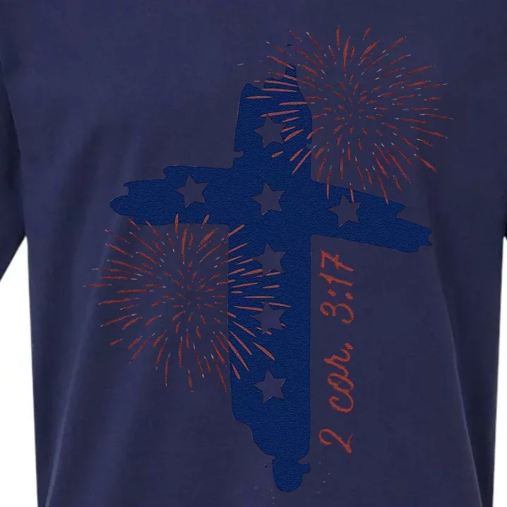 Christian 4th Of July Where The Spirit Of The Lord Sueded Cloud Jersey T-Shirt