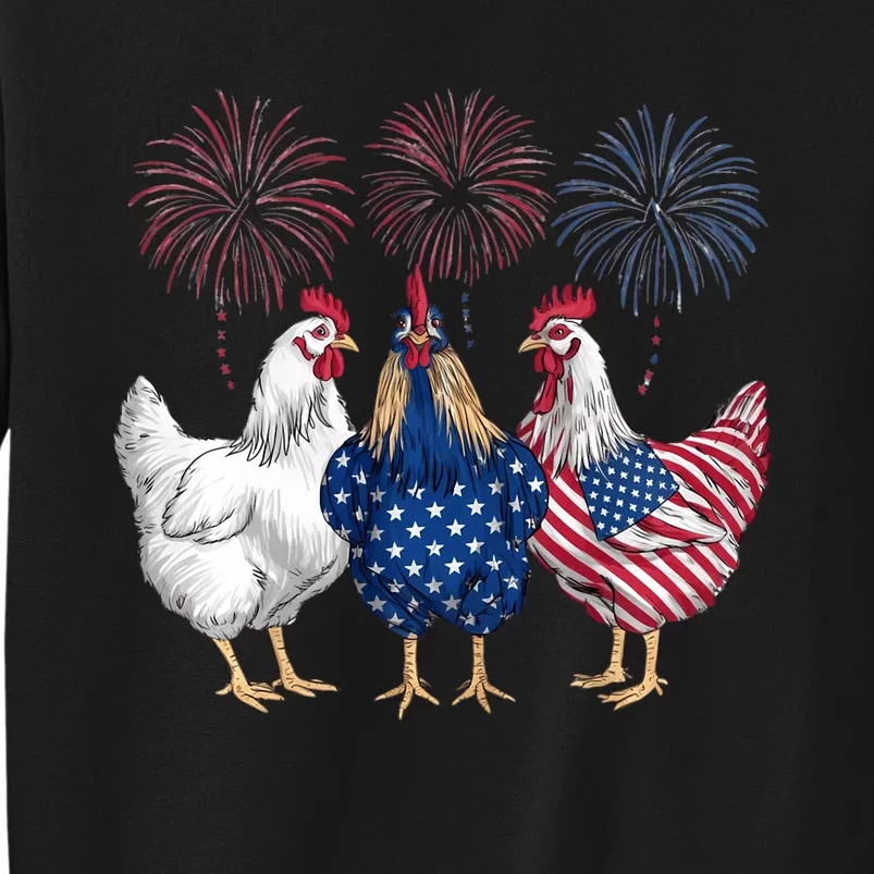 Chicken 4th Of July Patriotic Chicken Lover Usa Flag Tall Sweatshirt