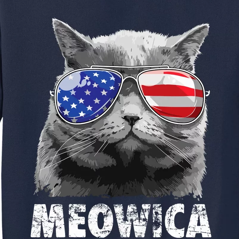 Cat 4th Of July Meowica Merica USA American Flag Tall Sweatshirt