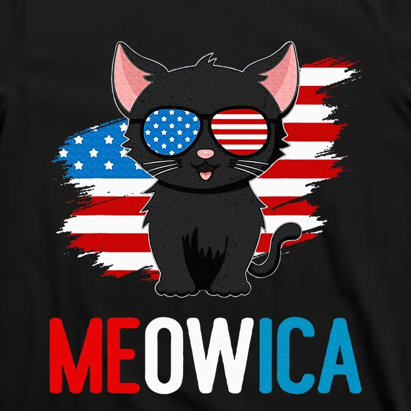 Cat 4th Of July Meowica Patriotic Kitten American Flag T-Shirt