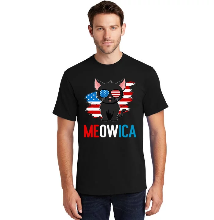 Cat 4th Of July Meowica Patriotic Kitten American Flag Tall T-Shirt