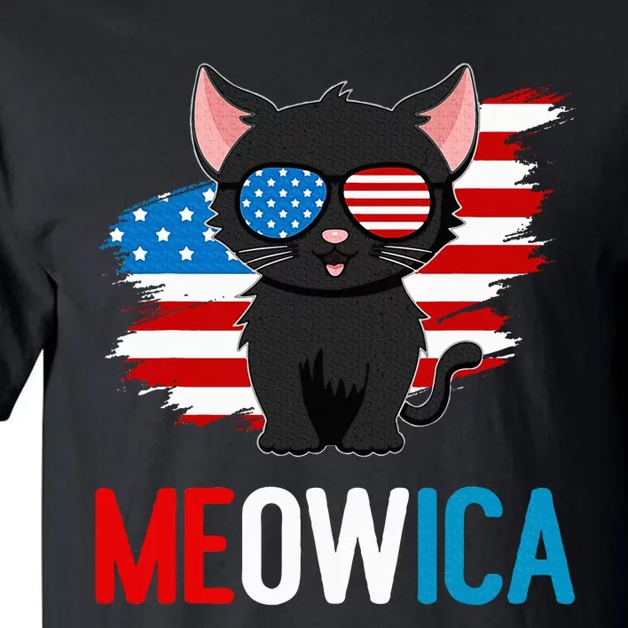 Cat 4th Of July Meowica Patriotic Kitten American Flag Tall T-Shirt