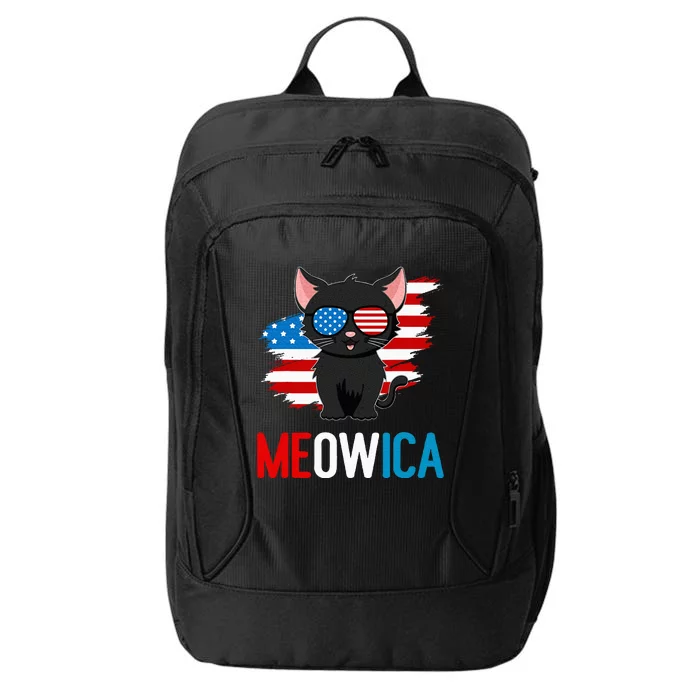 Cat 4th Of July Meowica Patriotic Kitten American Flag City Backpack