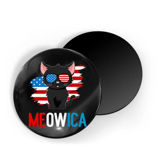 Cat 4th Of July Meowica Patriotic Kitten American Flag Magnet