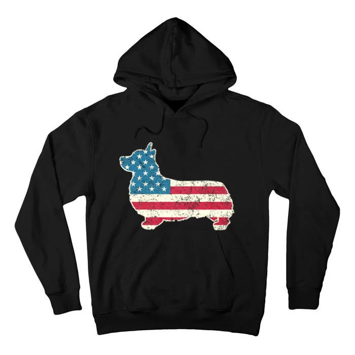 Corgi 4th Of July Dog Lover Gifts American Flag Tall Hoodie