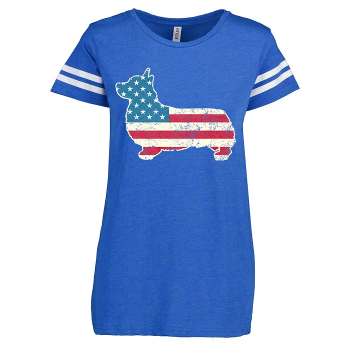 Corgi 4th Of July Dog Lover Gifts American Flag Enza Ladies Jersey Football T-Shirt