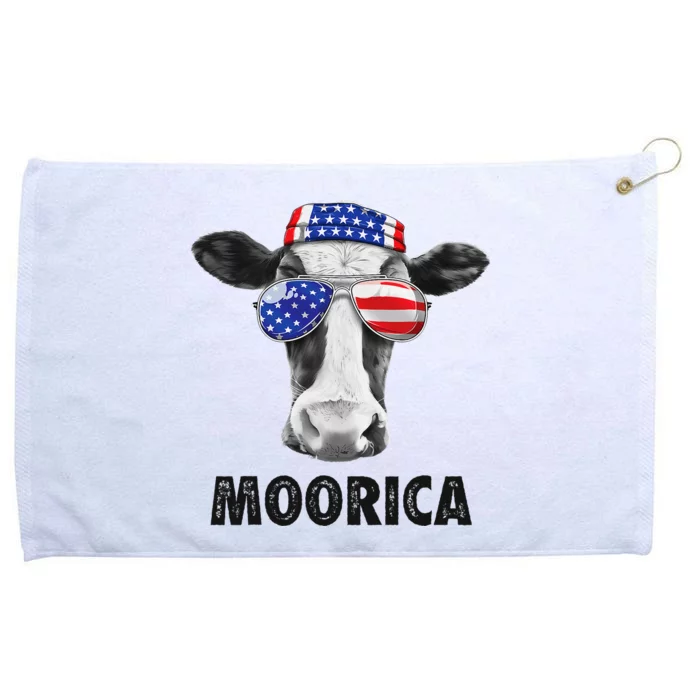 Cow 4th of July Moorica Merica  USA Flag Farm Grommeted Golf Towel