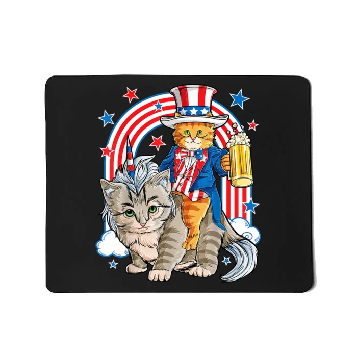 Cat 4h Of July Caticorn Unicorn Meowica Mousepad