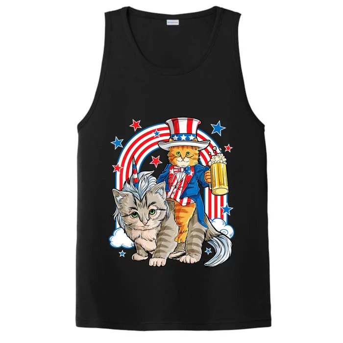 Cat 4h Of July Caticorn Unicorn Meowica Performance Tank