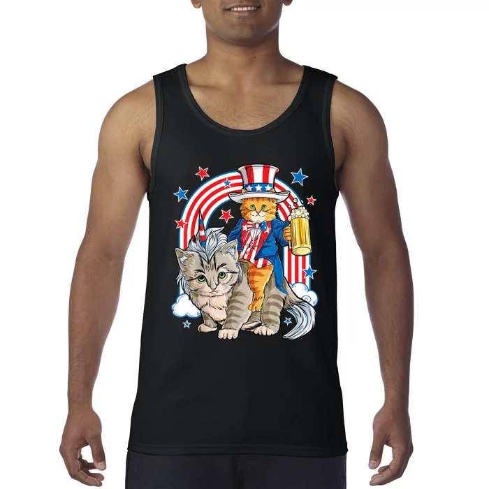 Cat 4h Of July Caticorn Unicorn Meowica Tank Top