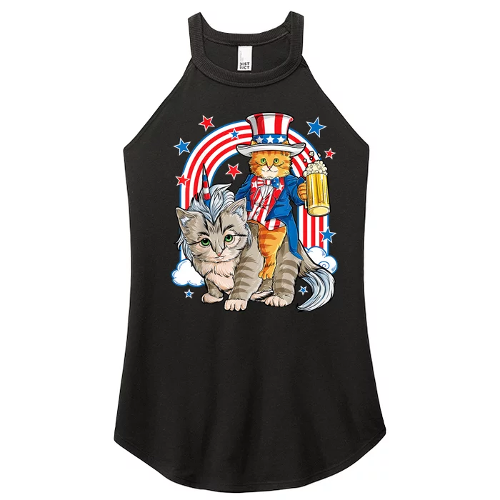 Cat 4h Of July Caticorn Unicorn Meowica Women’s Perfect Tri Rocker Tank