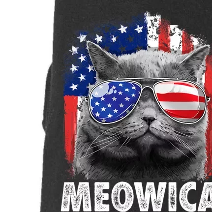 Cat 4th Of July Meowica Merica Usa American Flag Doggie 3-End Fleece Hoodie