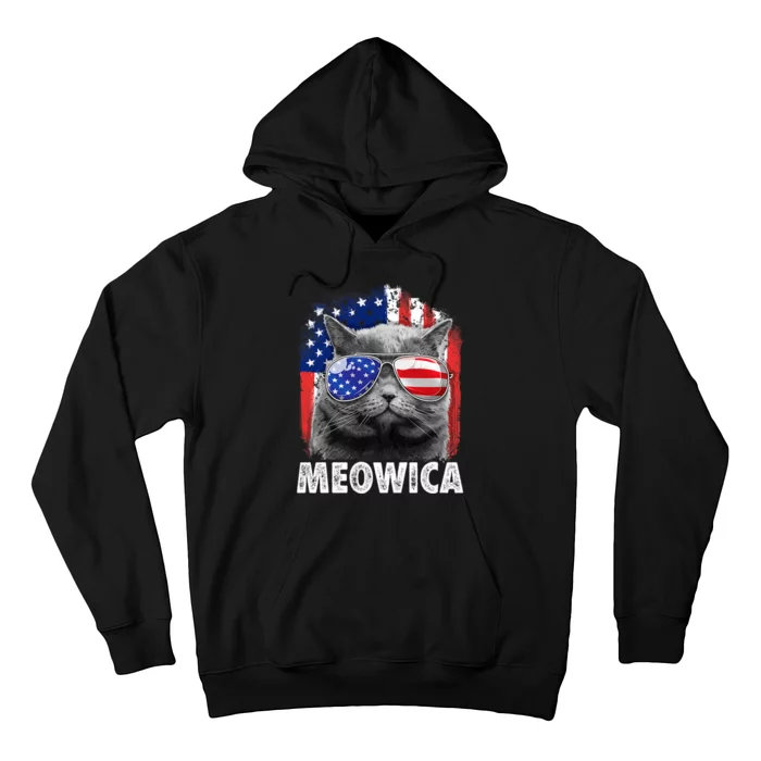 Cat 4th Of July Meowica Merica Usa American Flag Hoodie