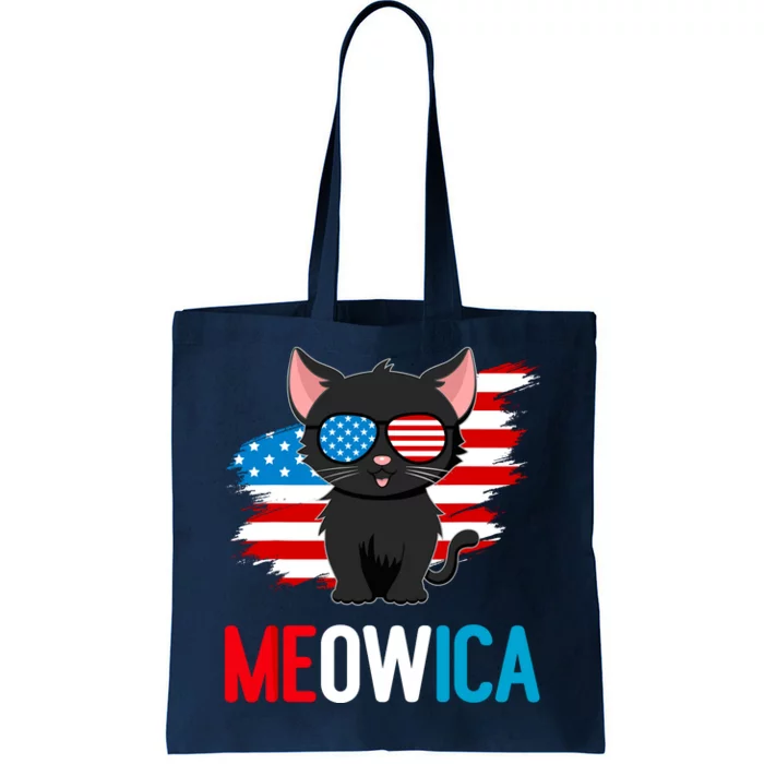 Cat 4th Of July Meowica Patriotic Kitten American Flag Funny Tote Bag