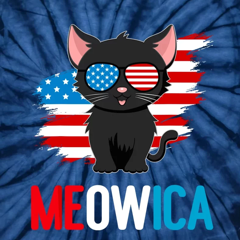 Cat 4th Of July Meowica Patriotic Kitten American Flag Funny Tie-Dye T-Shirt