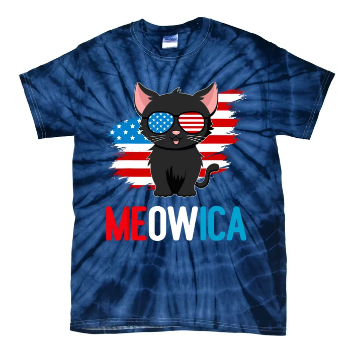 Cat 4th Of July Meowica Patriotic Kitten American Flag Funny Tie-Dye T-Shirt