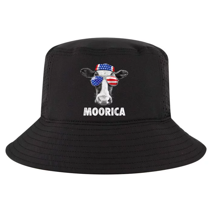 Cow 4th Of July Moorica Merica Usa Flag Cool Comfort Performance Bucket Hat