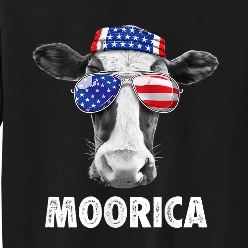 Cow 4th Of July Moorica Merica Usa Flag Sweatshirt