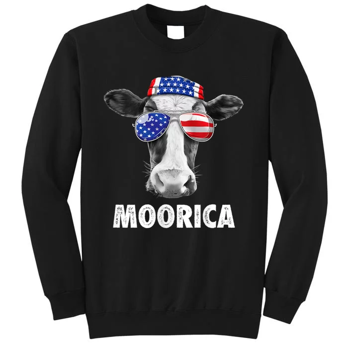 Cow 4th Of July Moorica Merica Usa Flag Sweatshirt