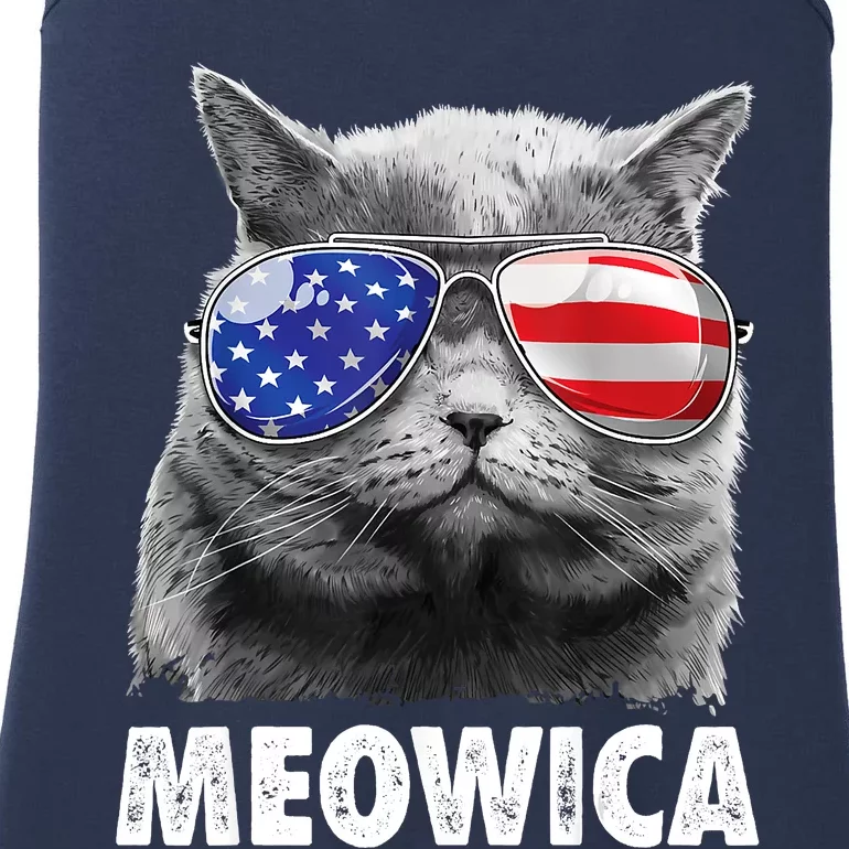 Cat 4th Of July Meowica American Flag Sunglasses Ladies Essential Tank