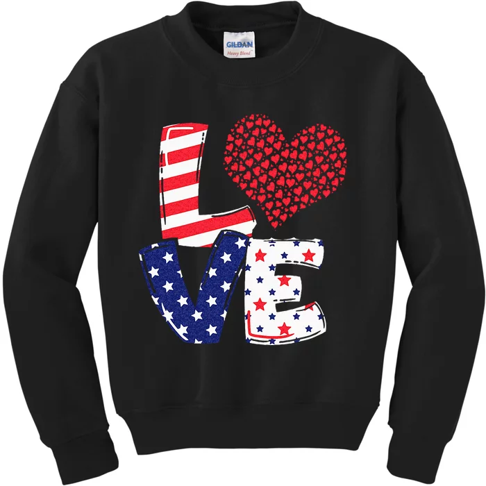 Celebrate 4th Of July America Independence Love Girl Women Kids Sweatshirt