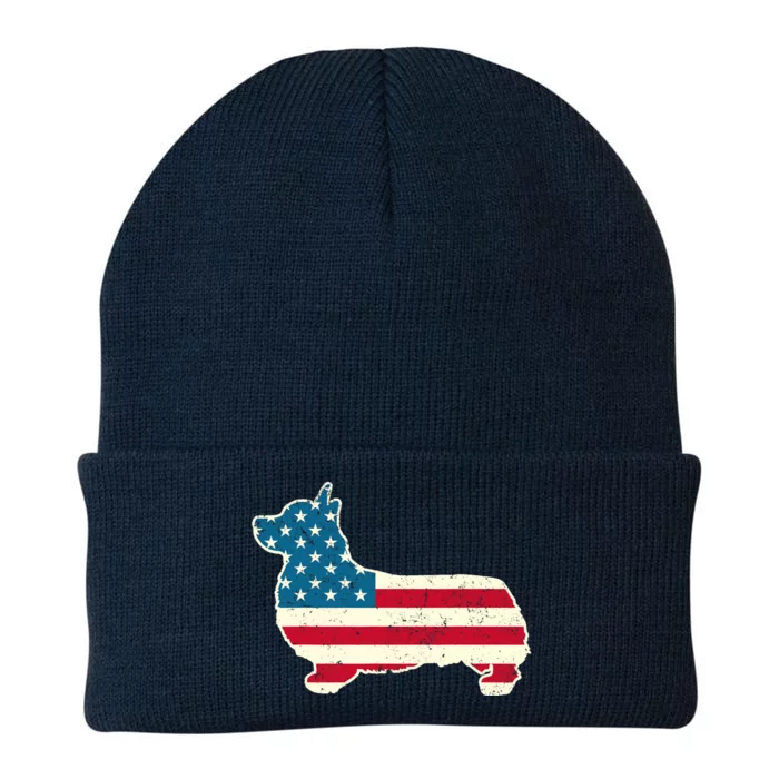 Corgi 4th of July Dog Lover Gifts American Flag Knit Cap Winter Beanie