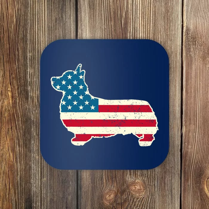 Corgi 4th of July Dog Lover Gifts American Flag Coaster