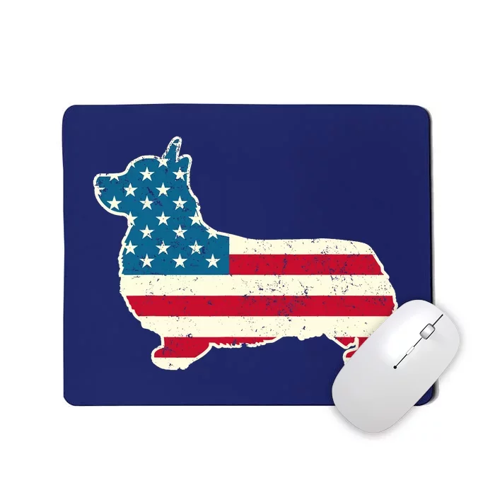 Corgi 4th of July Dog Lover Gifts American Flag Mousepad