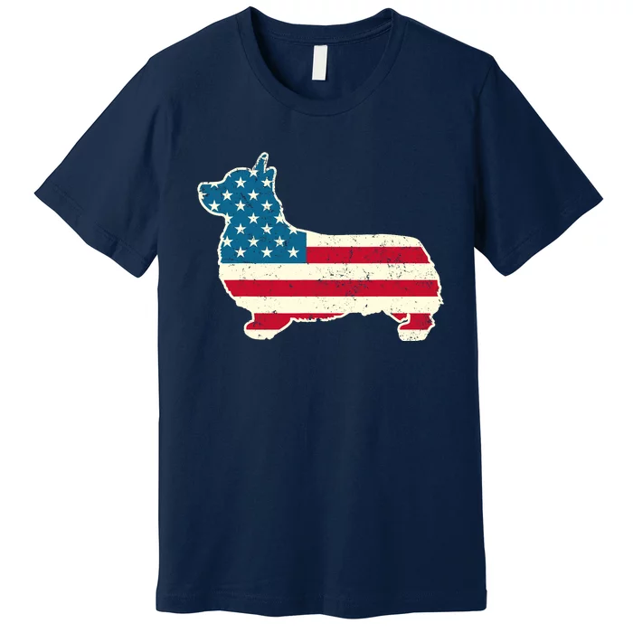 Corgi 4th of July Dog Lover Gifts American Flag Premium T-Shirt