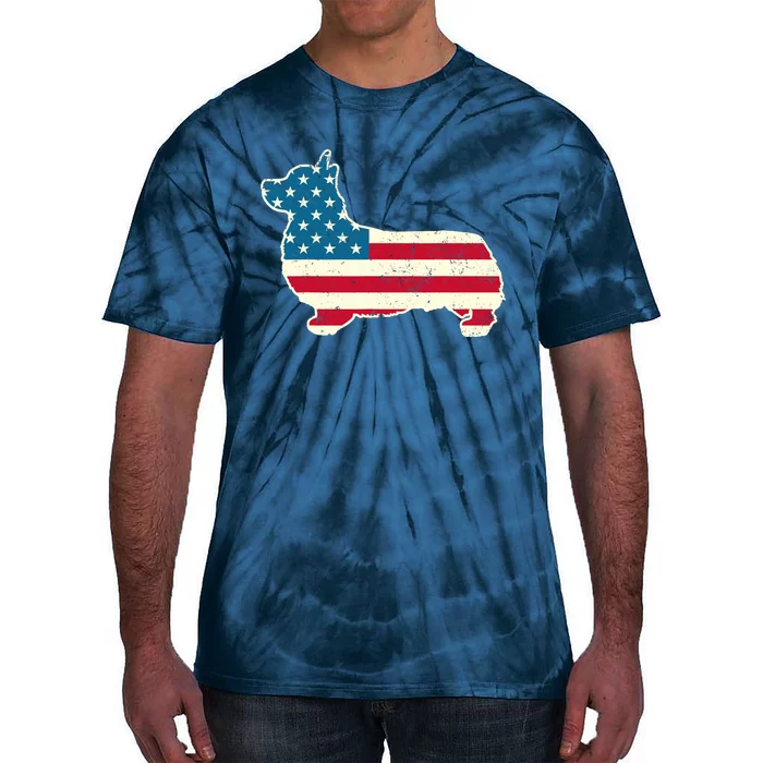 Corgi 4th of July Dog Lover Gifts American Flag Tie-Dye T-Shirt