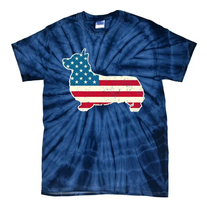 Corgi 4th of July Dog Lover Gifts American Flag Tie-Dye T-Shirt