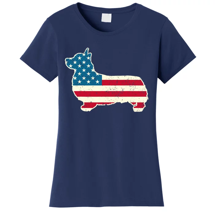 Corgi 4th of July Dog Lover Gifts American Flag Women's T-Shirt