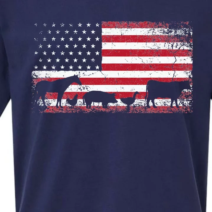 Cow 4th of July Moorica Merica USA Flag Farm Sueded Cloud Jersey T-Shirt