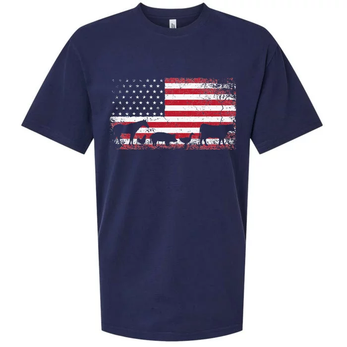 Cow 4th of July Moorica Merica USA Flag Farm Sueded Cloud Jersey T-Shirt