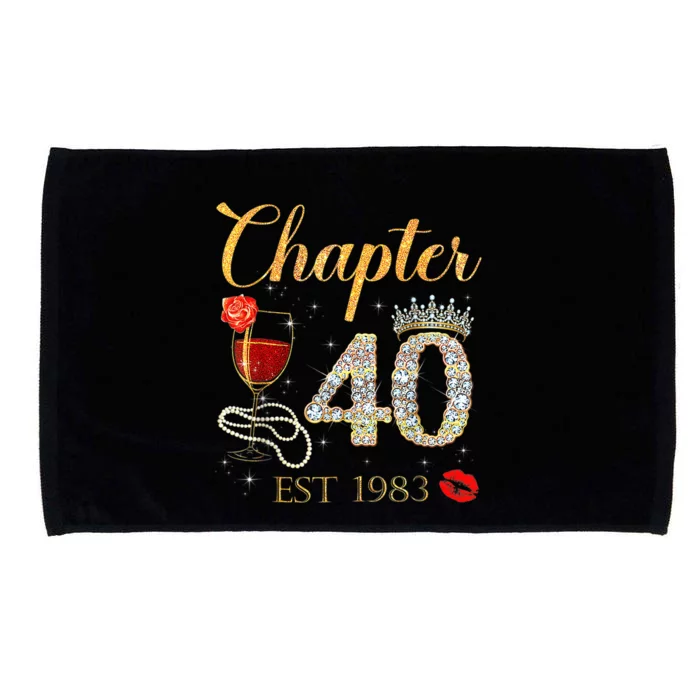 Chapter 40 Years EST 1983 40th Birthday Red Rose Wine Crown Microfiber Hand Towel