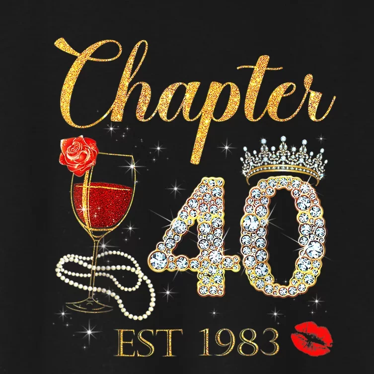 Chapter 40 Years EST 1983 40th Birthday Red Rose Wine Crown Women's Crop Top Tee