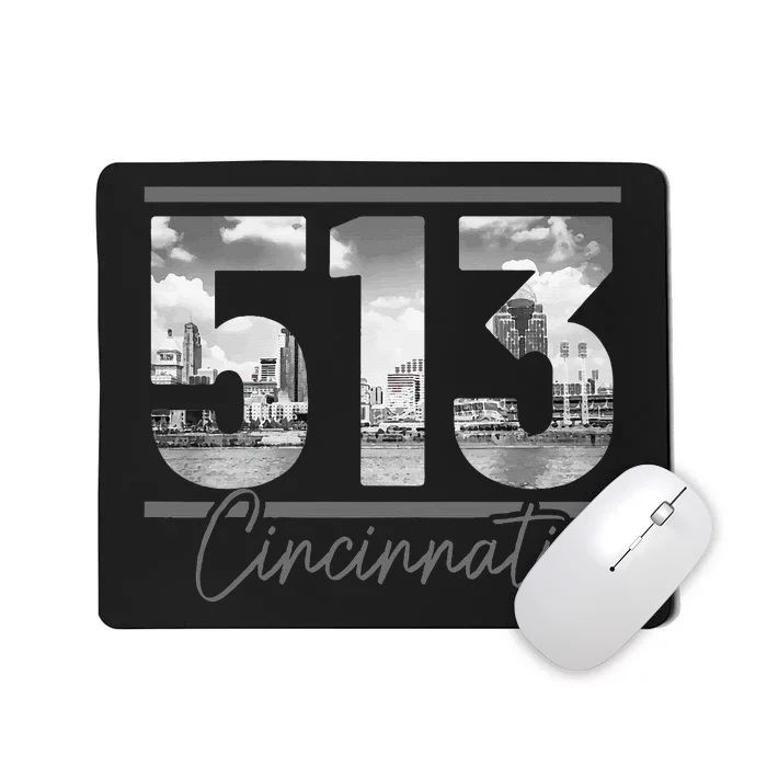 Cincinnati 513 Area Code Skyline Ohio Vintage Mousepad